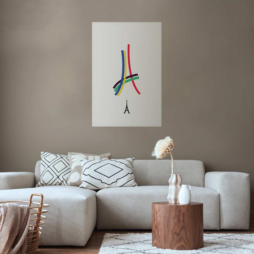 Plakat - Wieża Eiffla - Grafika Kolorowa - Abstrakcja