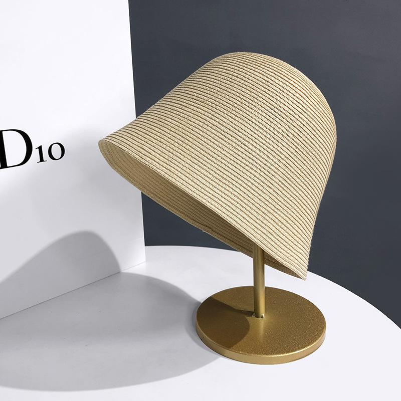 Straw Breathable Bucket Hat Women's Straw Hat Versatile Bucket Hat Sunscreen Visor Bell Simple Hat