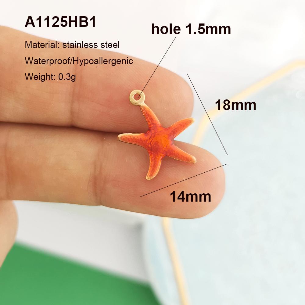 2pcs/lot Pendant Charm Fish Ocean Shark Starfish Lobster Coral Necklace Earring Stainless Steel Gold PVD Red