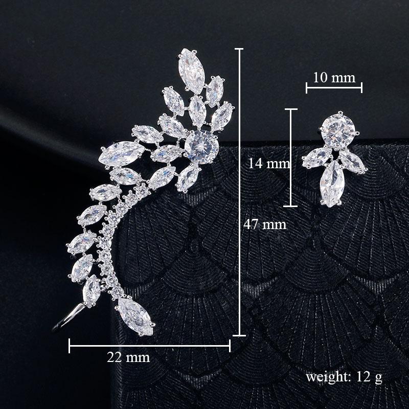 ZAKOL Shiny AAA Marquise Zircon Asymmetrical Earrings for Women Luxury Clear Crystal CZ Bridal Wedding Party Zircon