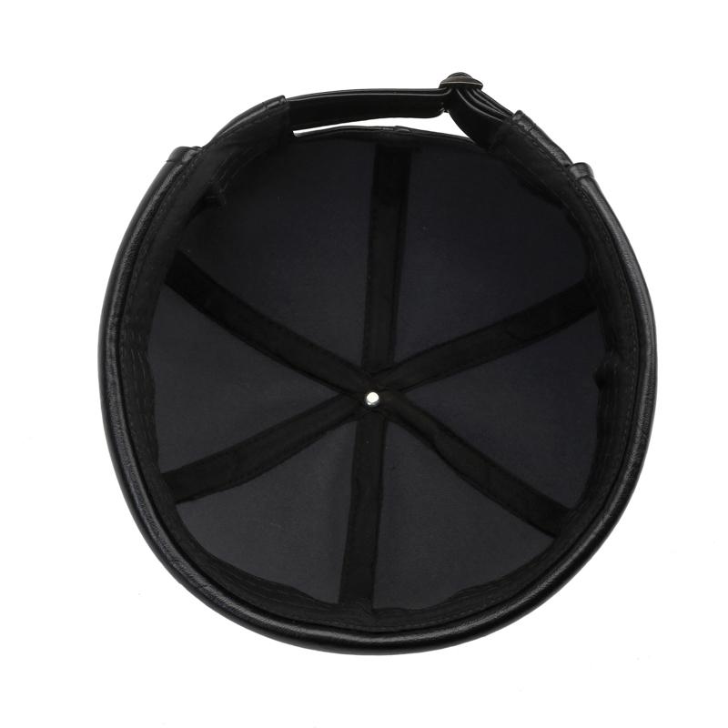 Men's Solid Color PU Leather Skullcap, Outdoor Casual Hat Ideal for Autumn & Winter Travel, Windproof and Warm Cap