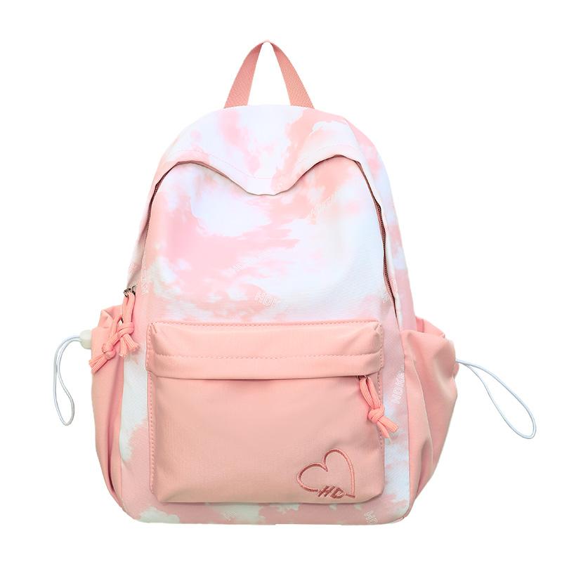 

Студенческий школьный рюкзак с принтом тай-дай большой вместимости для женщин Small розовый