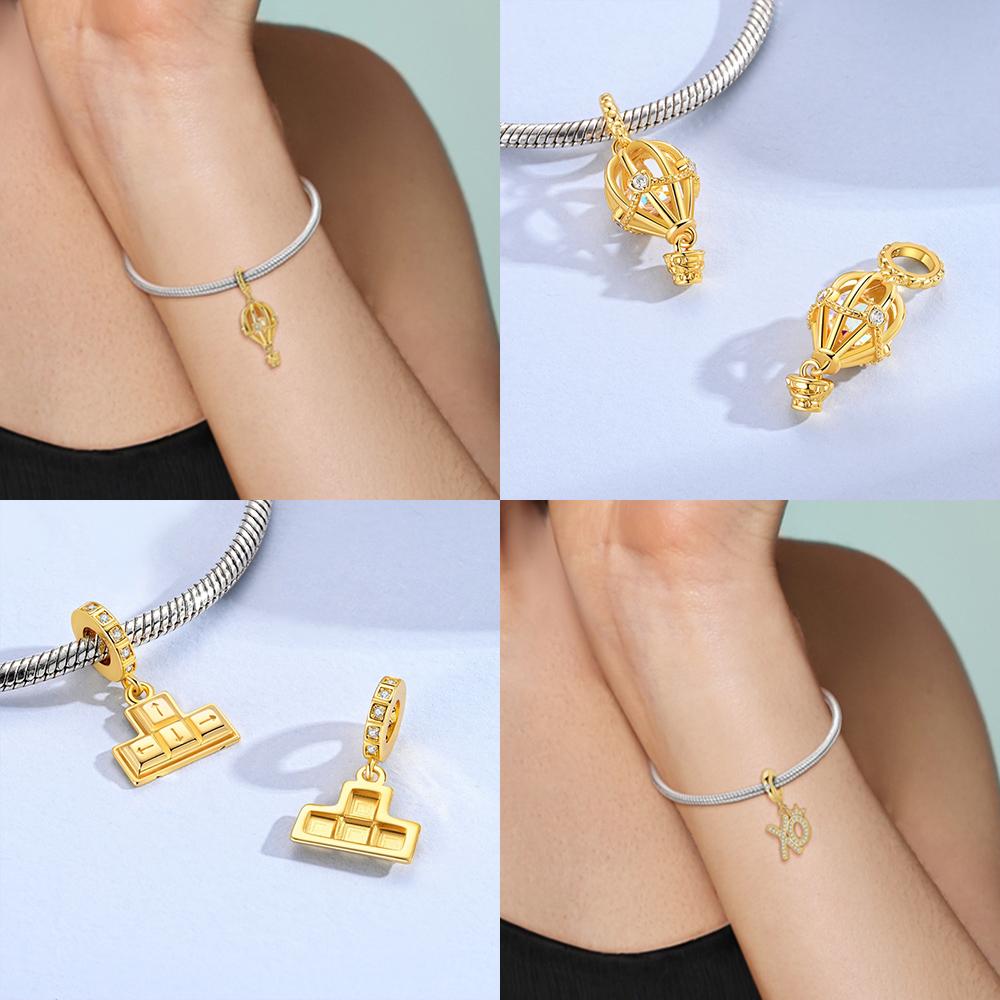 Original Copper Gold Air Balloon Colorful Zircon Pendant Beads Fit Bracelet Butterfly Tassel Elephant Gift Diy