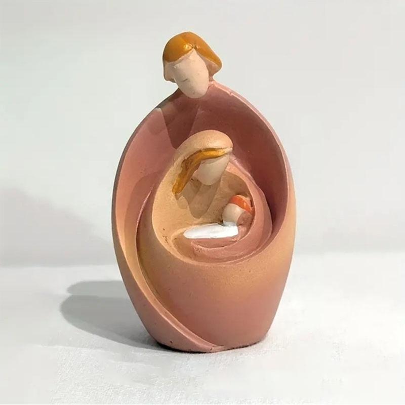 Abstract Nativity Scene Holy Family Figurine Statue Ornament for Christmas Indoor Tabletop Decoration and Religious Gift