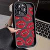 Custodia per Telefono in Morbido Silicone con Stampa Bacio Labbra Nere e Rosse per iPhone 16 Pro Max 15 14 Plus 11 12 13 7 8 Plus X XS XR 16E Cover