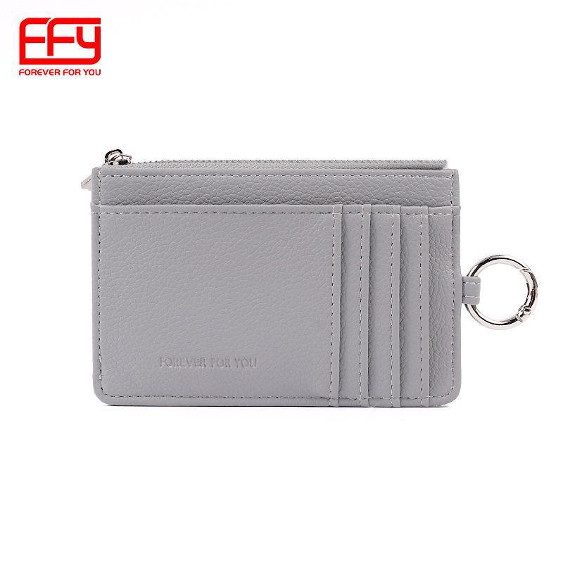 

Женский тонкий кошелек из искусственной кожи - узор личи, несколько отделений для карт, изысканный дизайн, популярен в Японии и Корее null серый