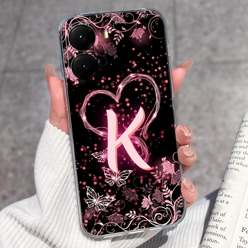 Initial Letter A-Z Fashion Phone Case For Xiaomi Poco X7 X6 X5 X4 X3 Pro C85 C75 C71 C51 C50 Black TPU Soft Silicone Protective Shell For Xiaomi Cover