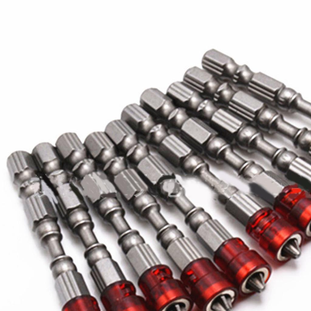 10 ks Šroubovacích bitů 65 mm dlouhé Silný magnetismus Protiskluzový Křížový šroubovací bit Červený