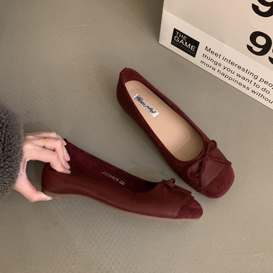 Fashion Bailamos Autumn Women's Flats Square Toe Mary Janes Shoes Soft Ballet Shoes Female Button Strap Shallow Dress Shoe Mujer