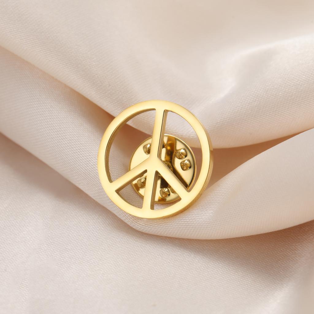 Stainless Steel Peace Symbol Round Brooch for Women Men Suit Backpack Badge Pins Jewelry Accessories Amulet Gifts for Friends