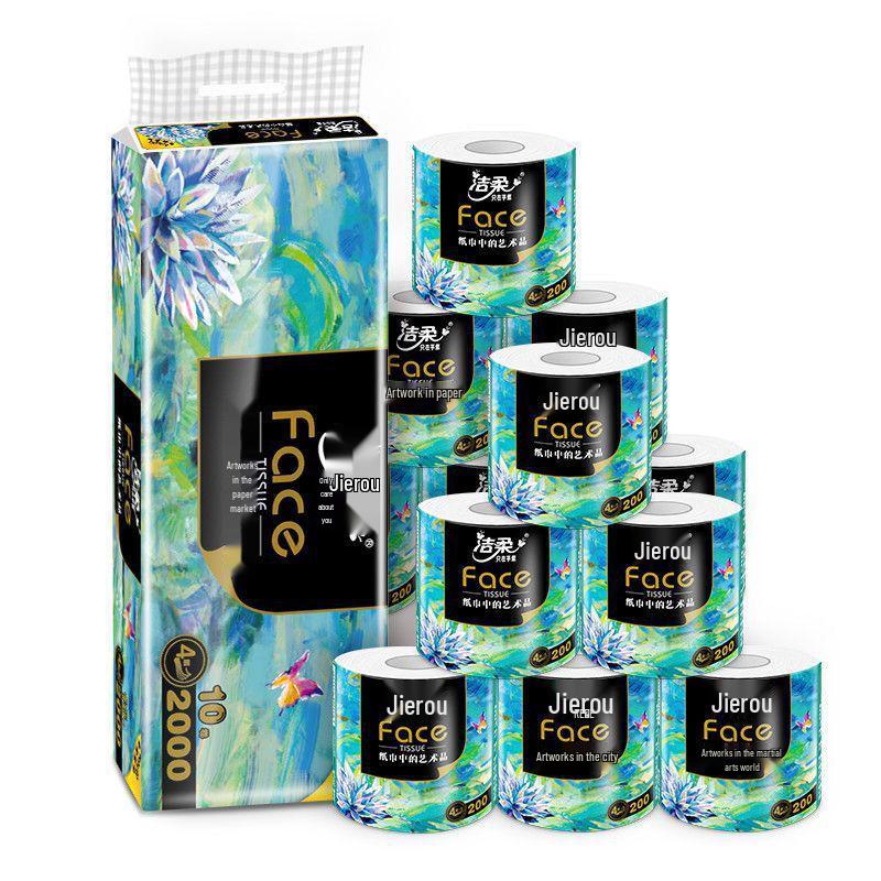 Jie Rou 4-Ply Oil Painting Toilet Paper, 10 Rolls, 200g, Face Art Design