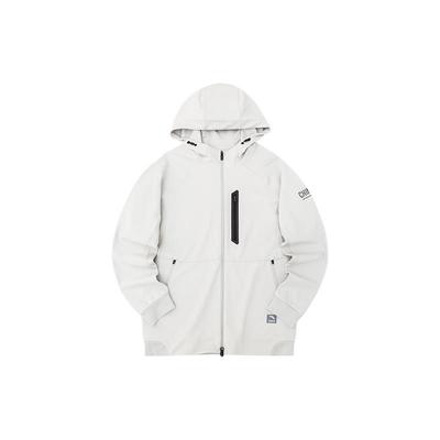 Anta Solid Color Logo Print Breathable Zip-Up Hooded Jacket Men Jackets Gray 152230715-1