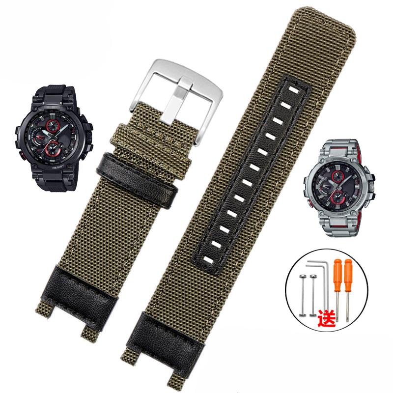 Nylon Canvas Leather Watchband Modified MTG B1000 for G-SHOCK C-asio Watch MTG-B1000 Series Outdoor Sport Mens Watch Band Strap