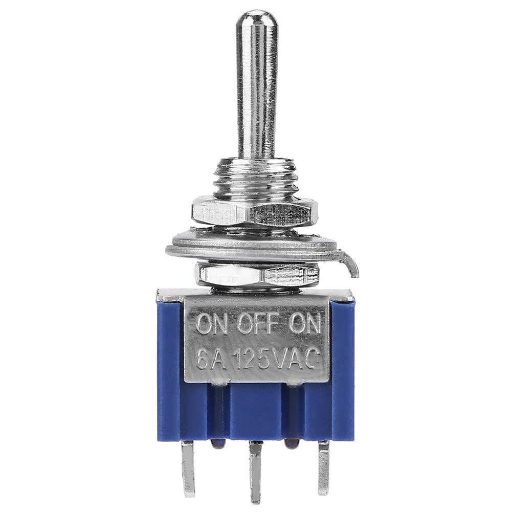 SPDT 10PCS ON-Off-ON Toggle Switch, 3-Position 3-Pin Rocker Switch 6mm 6A 125VAC