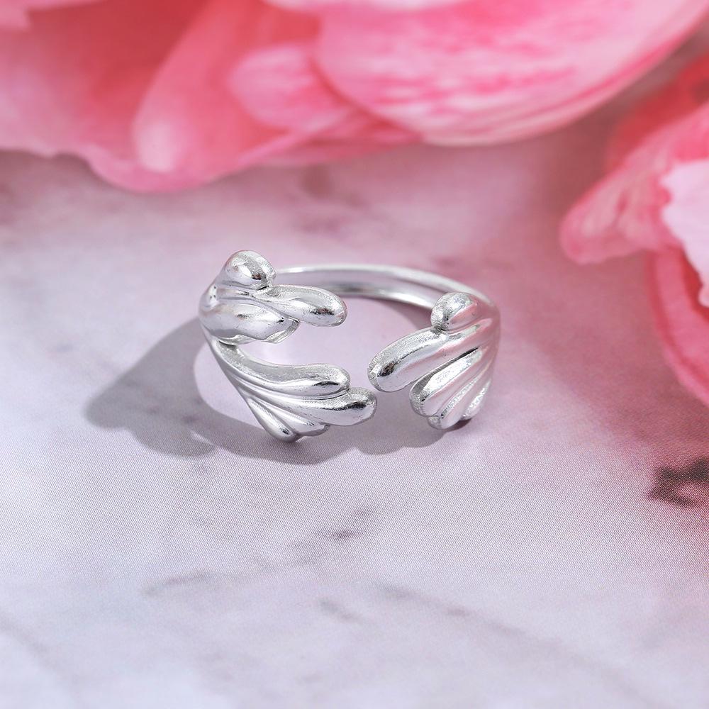 

Adjustable Retro Wave Flower Aluminum Ring for Women серебряный серый