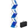 Literature Rack, 6 Pockets, Pop Up Aluminum Magazine Rack, Lightweight Catalog Holder Stand W/ Carrying Bag for Living Room, Hotel, Trade Show,