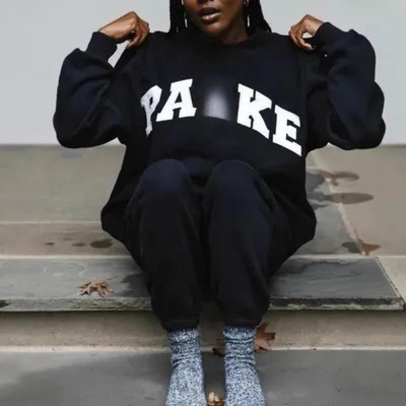 Lente 2026 PARKE Dames Crewneck Katoenen Sweatshirt met Letterprint - Casual Losse Top
