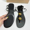 Fashion Luxury Crystal Flowers Decor Women Flats Sandals Sexy Ankle Strap Summer Beach Slides Fashion Streetwear Modern Sandals Shoes
