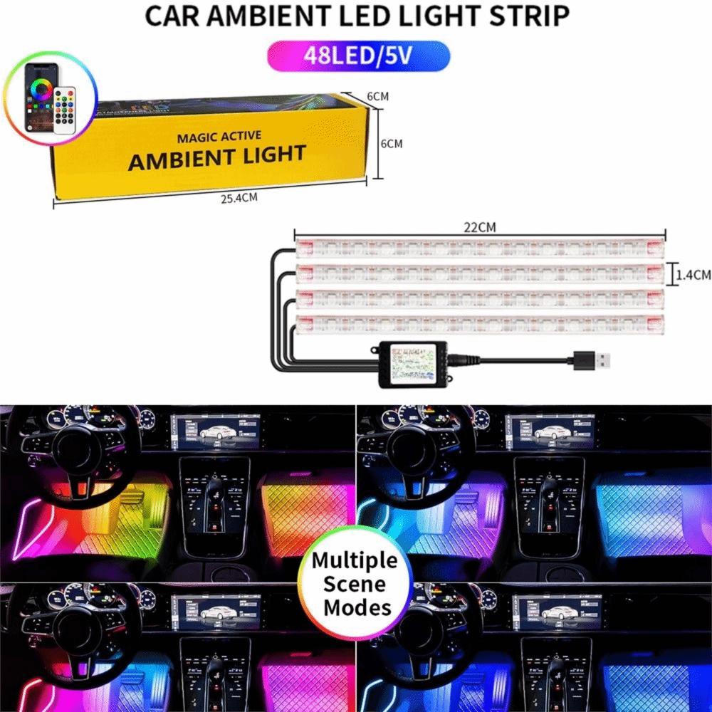 Neon 48 LED Car Interior Ambient Lamp With USB Automotive Interior Decorative Lights