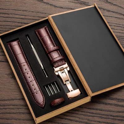 Watchband Genuine Leather Strap With Box Watch Band Butterfly Clasp Bracelet 14/16mm 18mm 20mm 21mm 22mm 24mm Wrist Band Watch Accessories