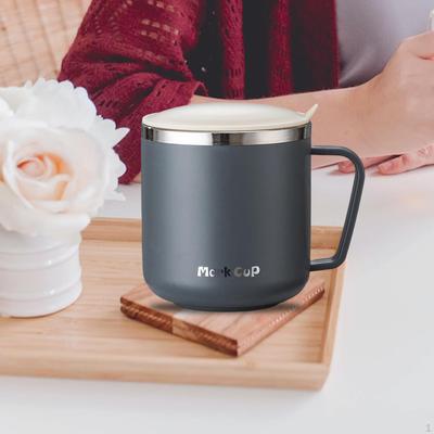 304 Stainless Steel Coffee Mug with Lid And Handle, Anti-Falling Milk Tea Water Cup, Heat Insulated