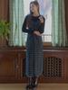 AVANT-G Tartan Check Shirring Dress - Green