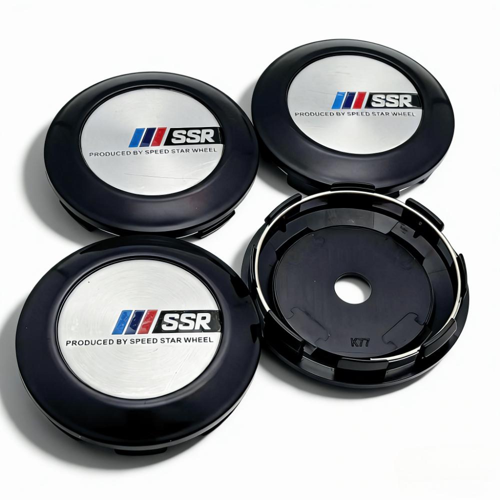 4pcs 77MM Clips 72MM SSR Logo Badge Emblem Car Wheel Center Caps Rim Hubcaps Cover Wheels Hub Dust Cap Replace Car Accessories