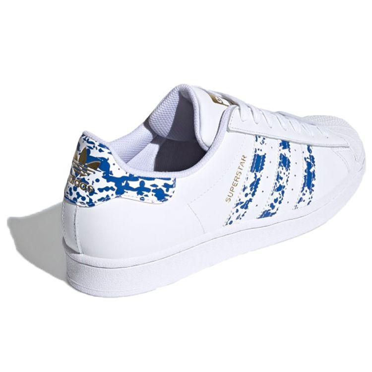Adidas Superstar White Blue Splatter Unisex Sneakers Cloud-White Gold-Metallic FY7713
