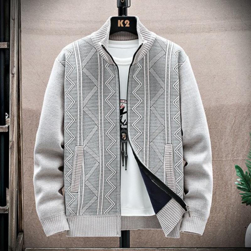 Men's Autumn Winter Cable Knit Zipper Cardigan - Thick Warm Casual Sweater for Men