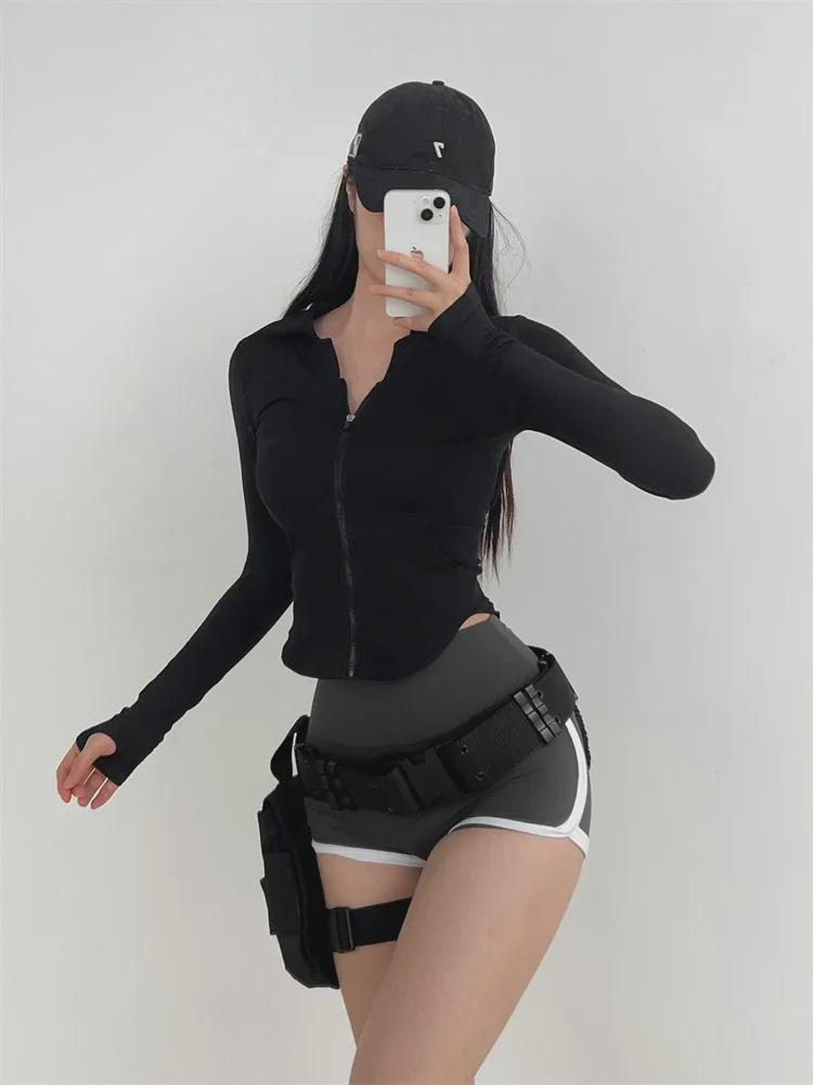 Women's Long Sleeve Fitness Jacket - Autumn/Winter Yoga & Running Outerwear with Lapel Zipper