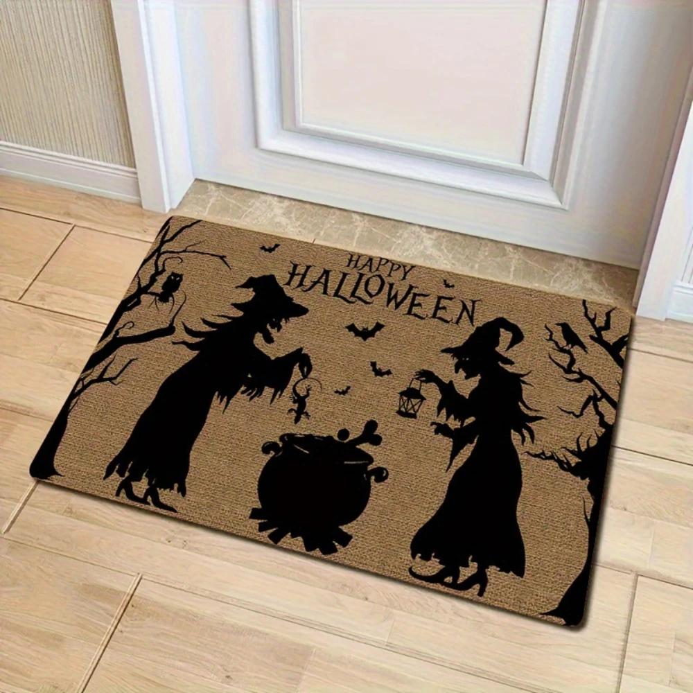 Halloween Pumpkin WELCOME Rug Living Room Bedroom Entry Gothic Witch Doormat Outdoor Anti-slip Floor Mat Sofa Foot Mat Kitchen