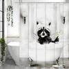 Schwarz-Weiß Waschbär Badewanne Spaß Duschvorhang, Badezimmer Dekorativer Duschvorhang, Wasserdichter Duschvorhang Mit Haken
