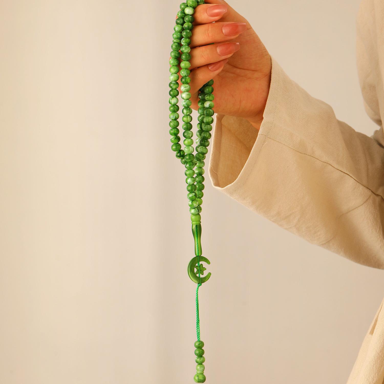 

Четки мусульманские арабские браслеты 99 бусин ручная работа нитка бусины имитация коралла браслет 1 pcs зелёный