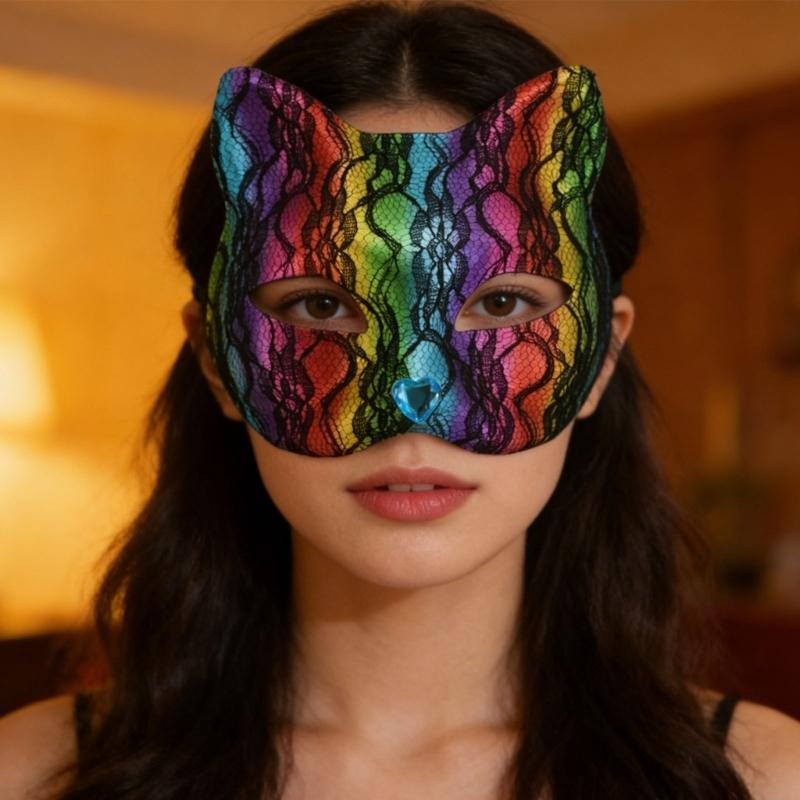 Elegant Cats Face Lace Snake Pattern Mask Costume Mask For Masquerades Ball Halloween Party And Cosplay