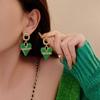 Fashion Beautiful Green Heart Metallic Dangle Earrings  New Korean Style Brincos Jewelry Wholesale