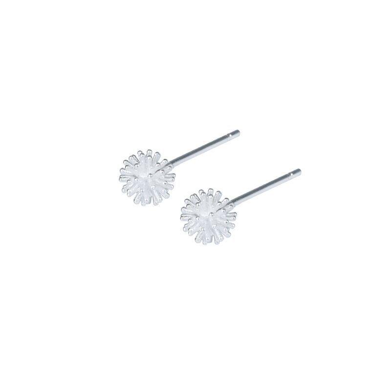 Korean Dandelion Flower Sterling Silver Stud Earrings for Women