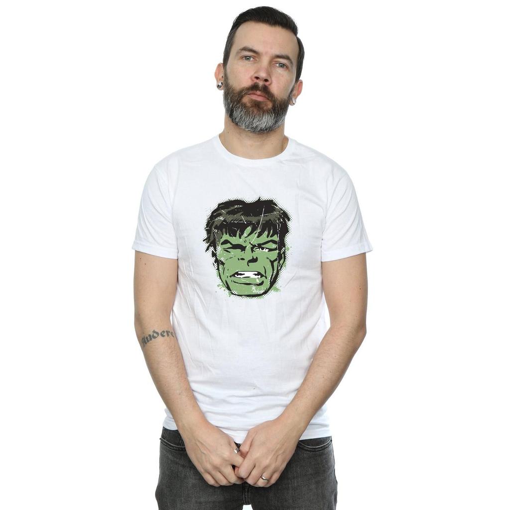 Marvel Mens Incredible Hulk Distressed Face T-Shirt