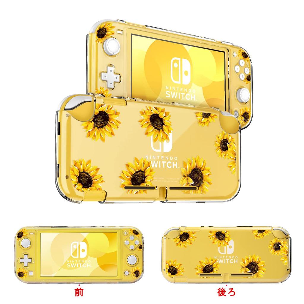 DLseego Switch Lite Transparente Removível PC Completo Fácil Bonito Estampa Girassol Design Capa, Cobertura, À Prova de Choque, Resistente a Arranhões, Proteção, Remoção,