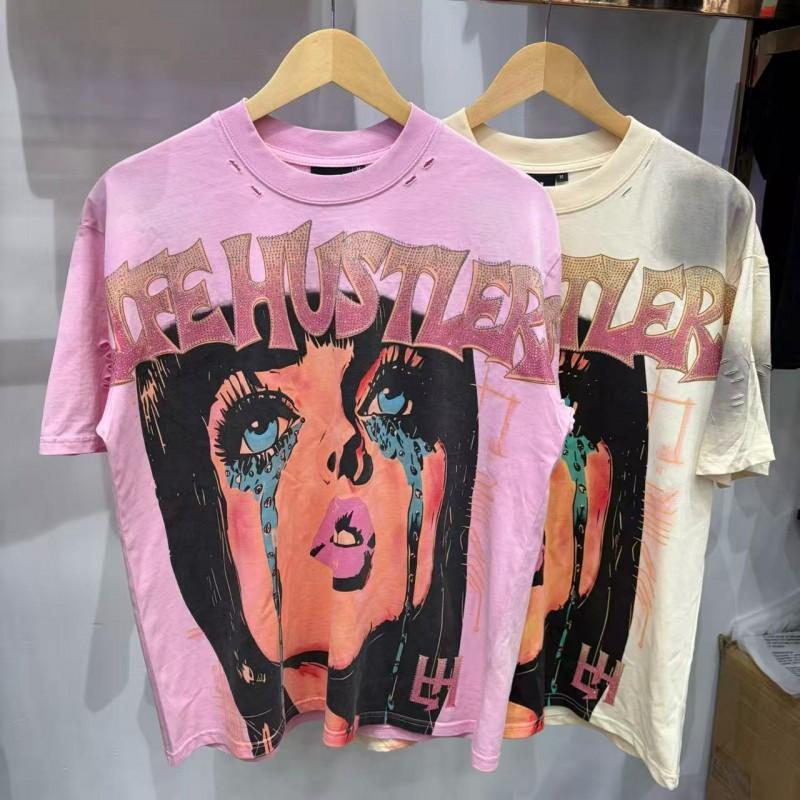 Unisex Vintage Washed Cotton Tee With Letter Print Loose Fit Casual T-Shirt