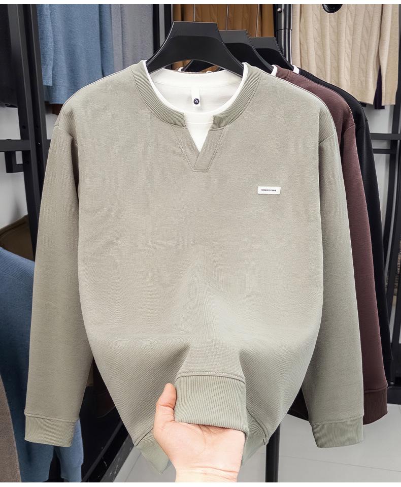 Schwerer Hoodie für Herren: Herbst/Winter, Rundhalsausschnitt, Fake-Zweiteiler-Design, Lockere Passform, Lässige Mode