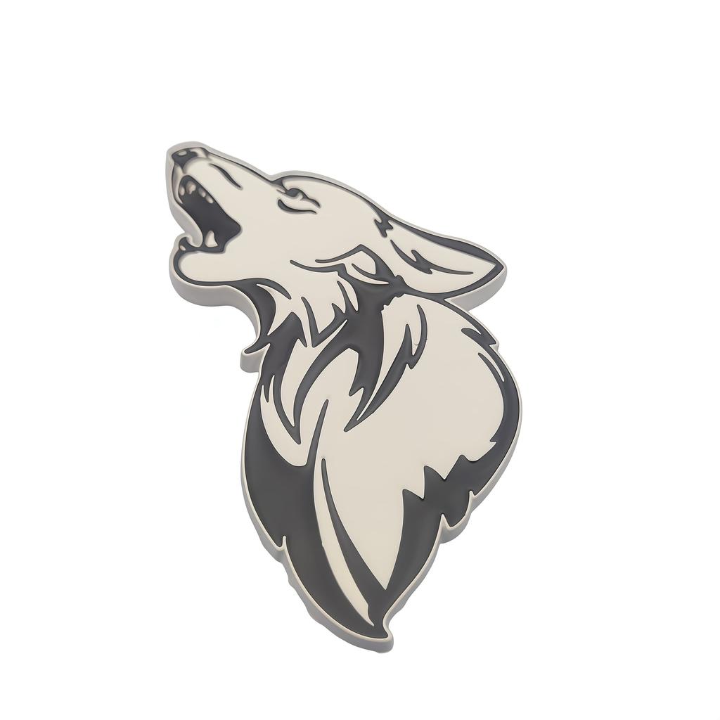 3D Metal Wolf Logo Car Front Grille Badge Side Fender Rear Trunk Emblem Sticker Decal  Car Exterior Decorative Accessories