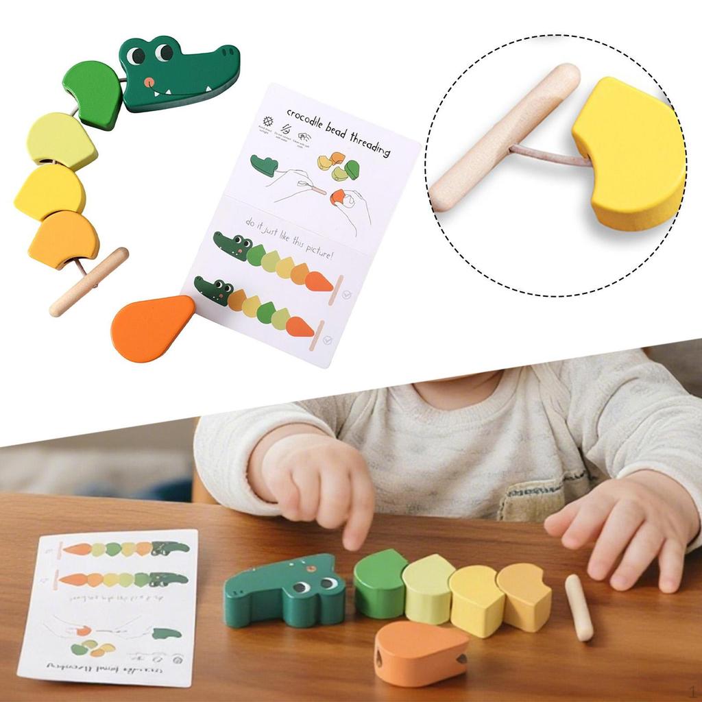 Wooden Lacing Toy Threading Toys Learning Problem Solving Ability Preschool Toddlers Educational