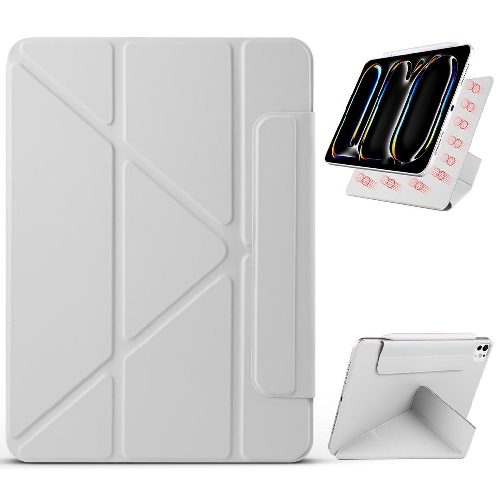 For iPad Pro 13 (2024) Case PC+PU Leather Origami Stand Magnetic Tablet Cover