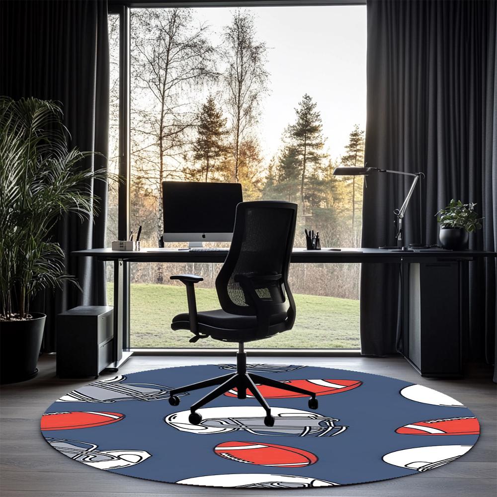 American Football Printed Round Rug Carpet Chair Rug Area Rug Entryway Doormats,for Office Chair Living Room Bedroom Kitchen Room.