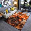 Fiery Anime Character Carpet with Orange Beast HD Printed Design Suitable for Use As an Anti-slip for Living Room Bedroom Sofas