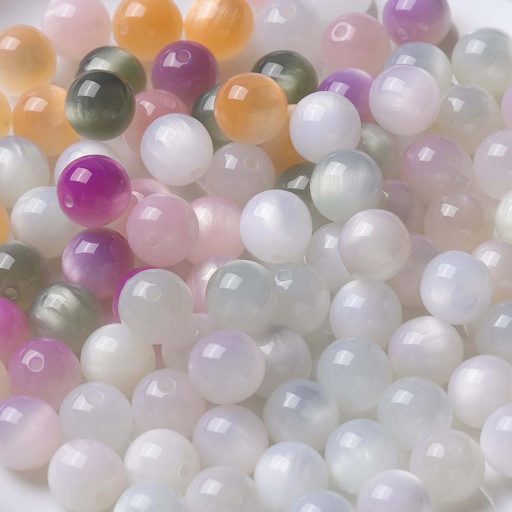 10pcs 8/10/12mm Resin Round Beads UV Changing Reactive Spacer Beads for DIY Necklace Bracelet Earring Jewelry Making Accessories