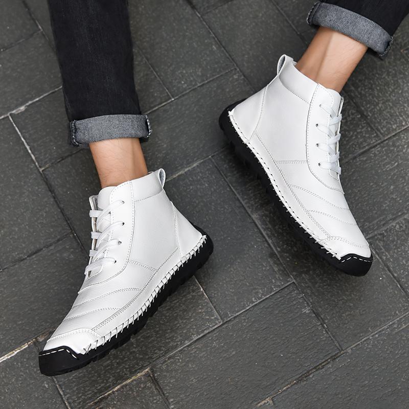 Retro Erkek Botları Moda tasarım ayakkabı Erkekler yarım çizmeler Erkekler Yürüyüş Ayakkabısı Nefes Çizmeler