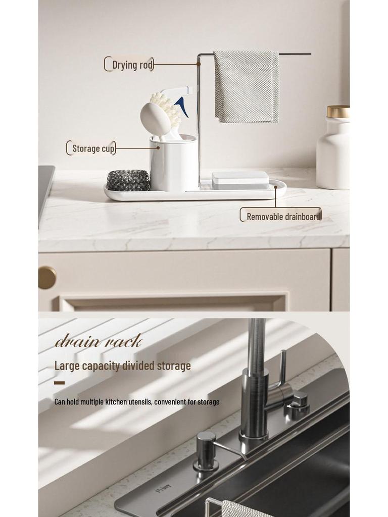 Japanese Dual-Use Kitchen Rack: Manual Soap & Hand Sanitizer Dispenser