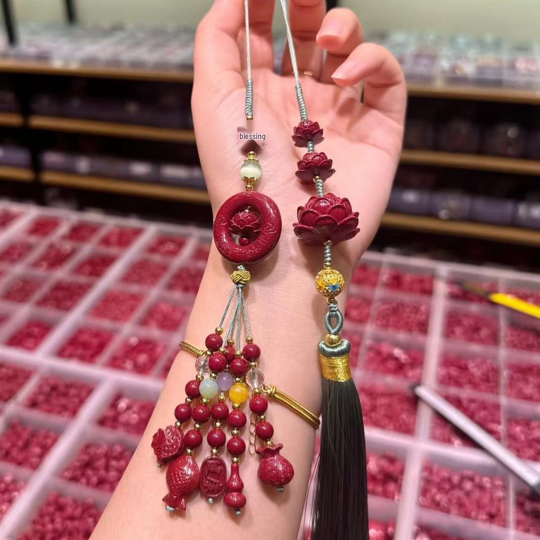 Natural Purple Gold Sand Blooming Lotus Pendant - Elegant Car Accessory Purple Gold Sand