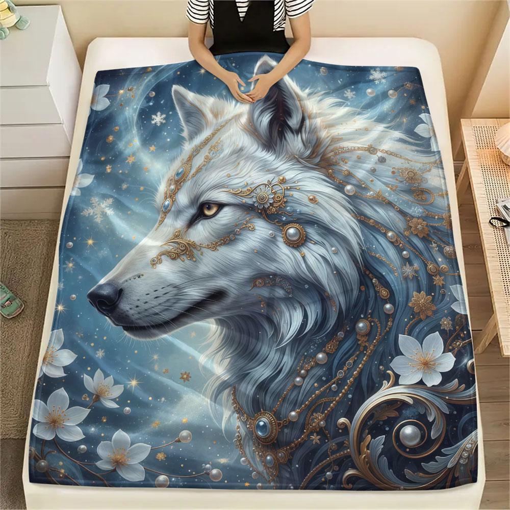 1Pc Mythicalcreatures Print Flannel Blanket, High Quality Comfortable for All Seasons, Home Decor, Warmth and Comfort, Perfect for Christmas Gifts